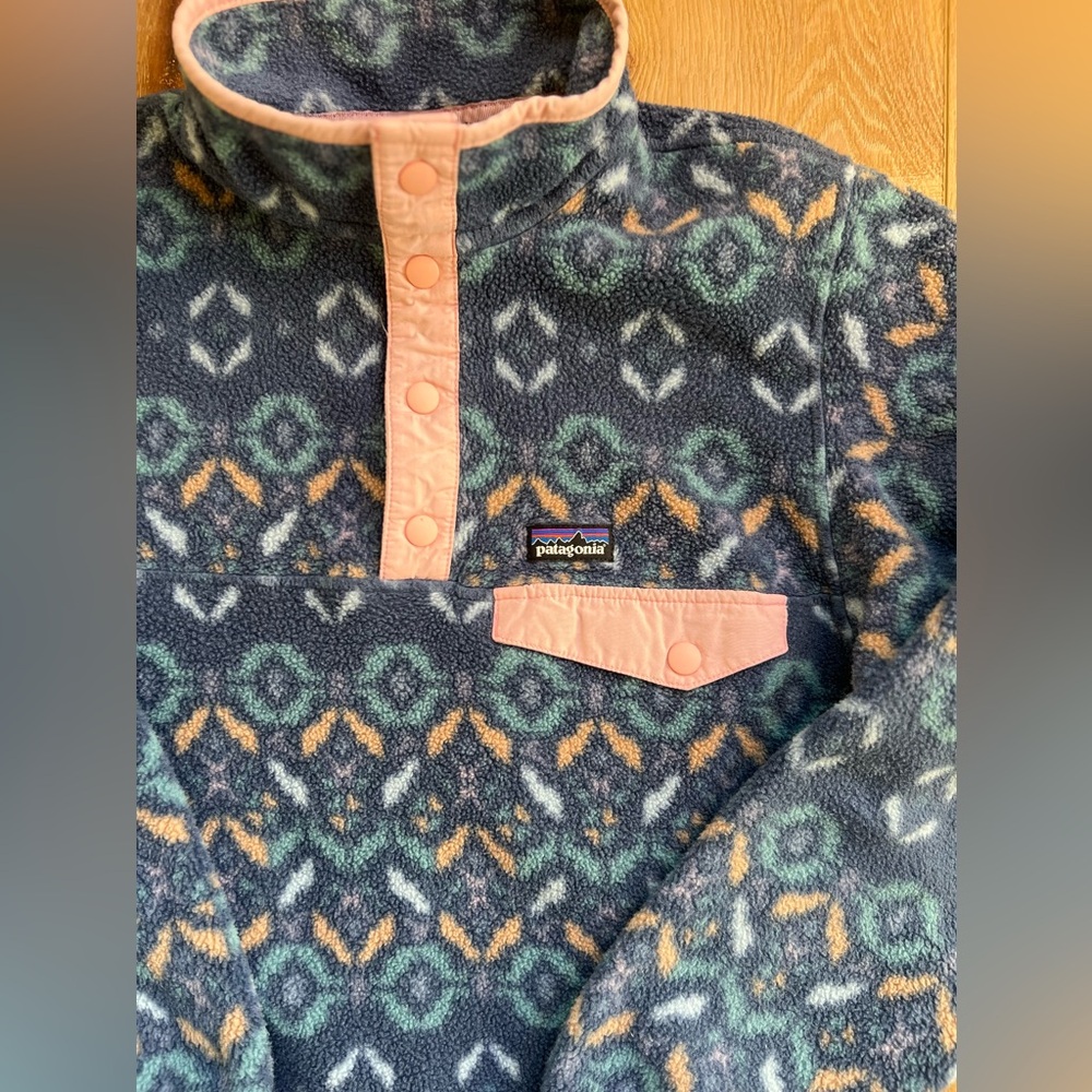 Patagonia Lightweight Synchilla Snap-T Fleece Pullover Youth Girl XL 14 - Picture 3 of 12